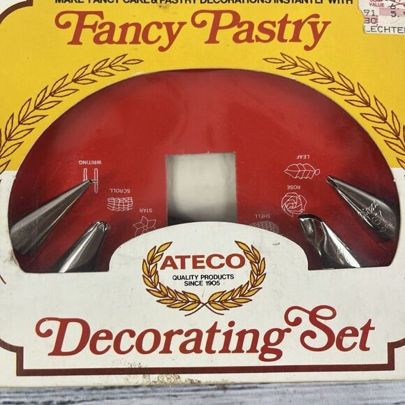Ateco Fancy Pastry Cake Cookie Decorating Set 6 Icing Tips New in Box USA - Picture 2 of 8